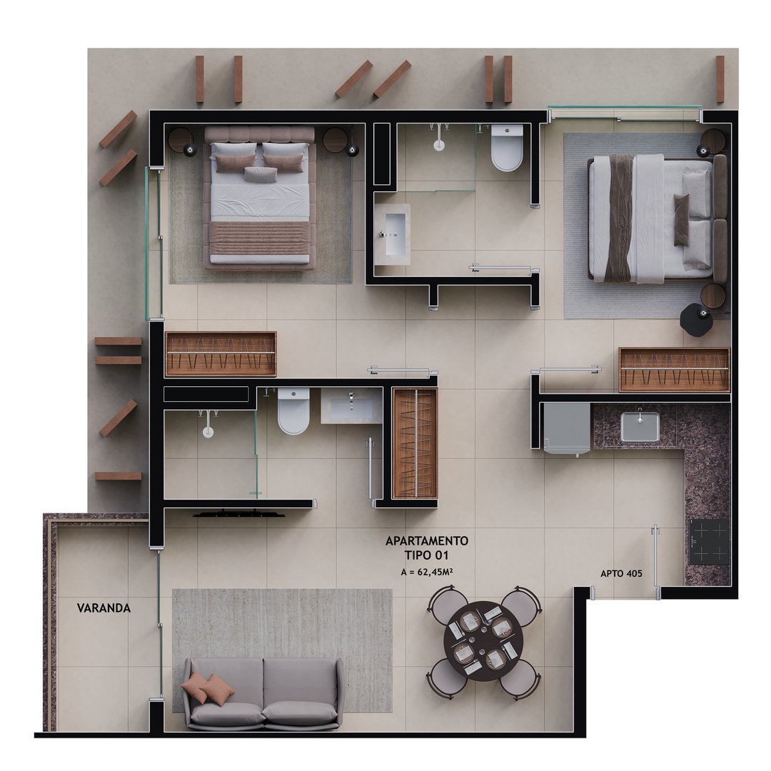 Planta Cadro Final 05 - 62m²