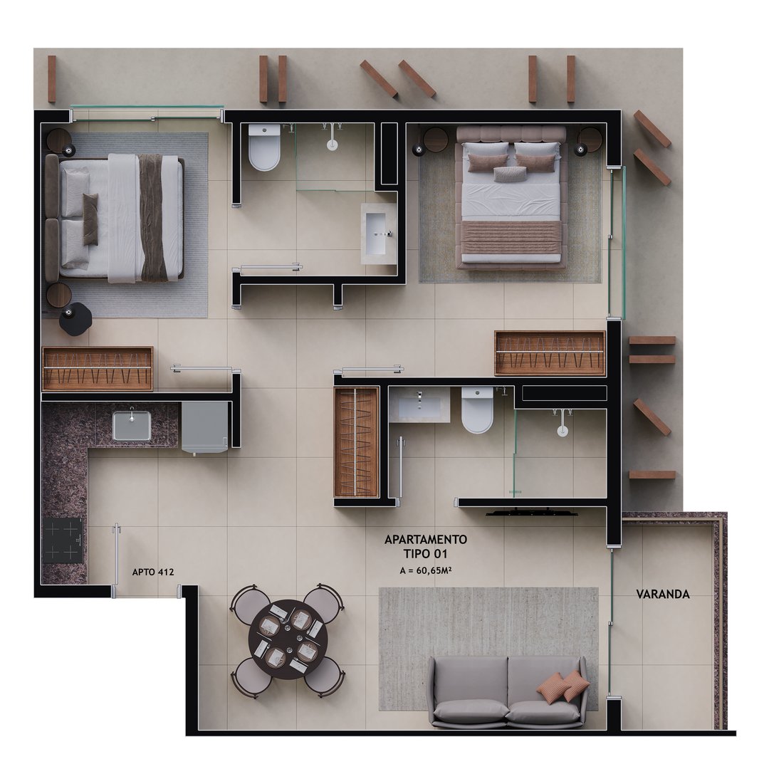 Planta Cadro Final 12 - 60 a 62m²