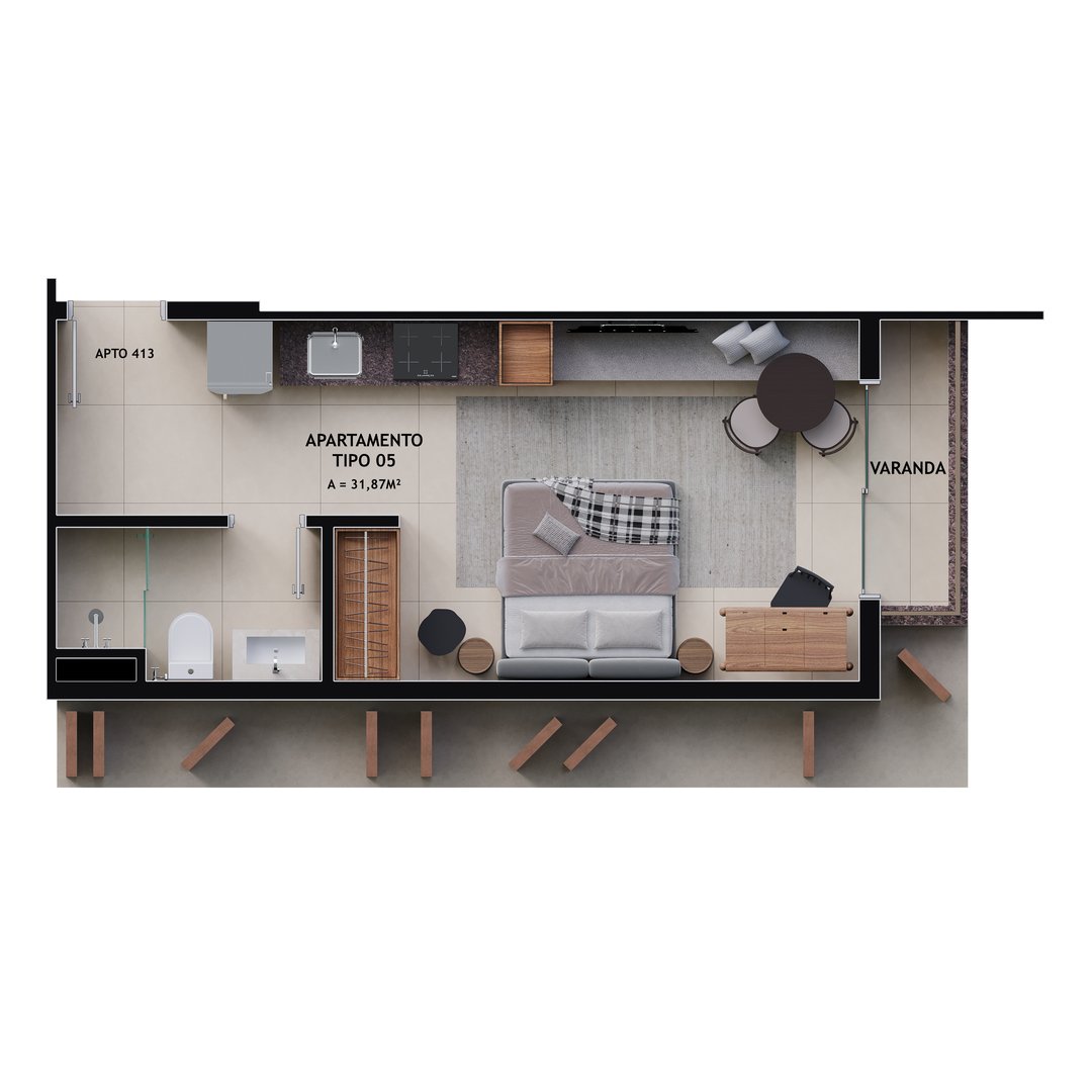 Planta Cadro Final 13 - 29 a 31m²